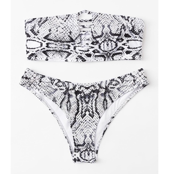 Other - CLEARANCE Snake Print Strappy Bandeau Bikini Swimsuit